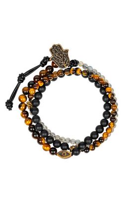 Karma and Luck Karma and Luck Men's Onyx Tiger’s Eye Labradorite Wrap Beaded Bracelet - Ultimate Prosperity