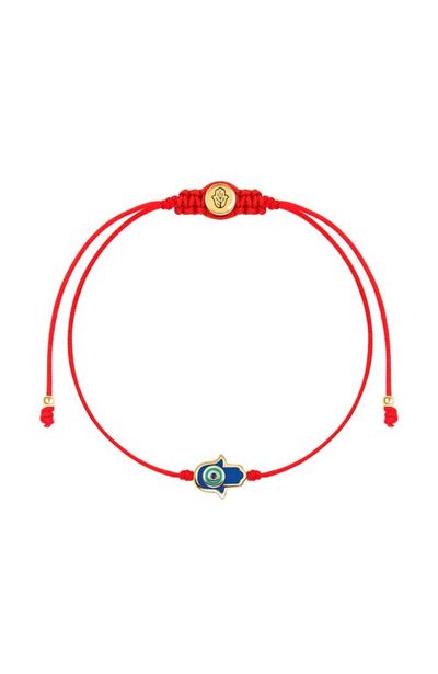 Karma and Luck Karma and Luck Navy Enamel Hamsa Women's Red String Adjustable Bracelet Ultimate Shield