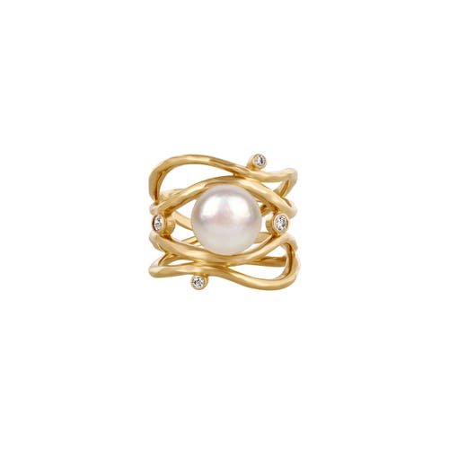Karma and Luck Karma and Luck Pearl Gold Plated Women's Statement Ring - Mystic Beauty