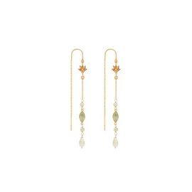 Karma and Luck Karma and Luck Renewed Purpose Lotus Aquamarine Drop Gold Earrings 