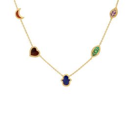 Karma and Luck Karma and Luck Sublime Beauty Multi-Symbol & Multi-Gemstone Necklace