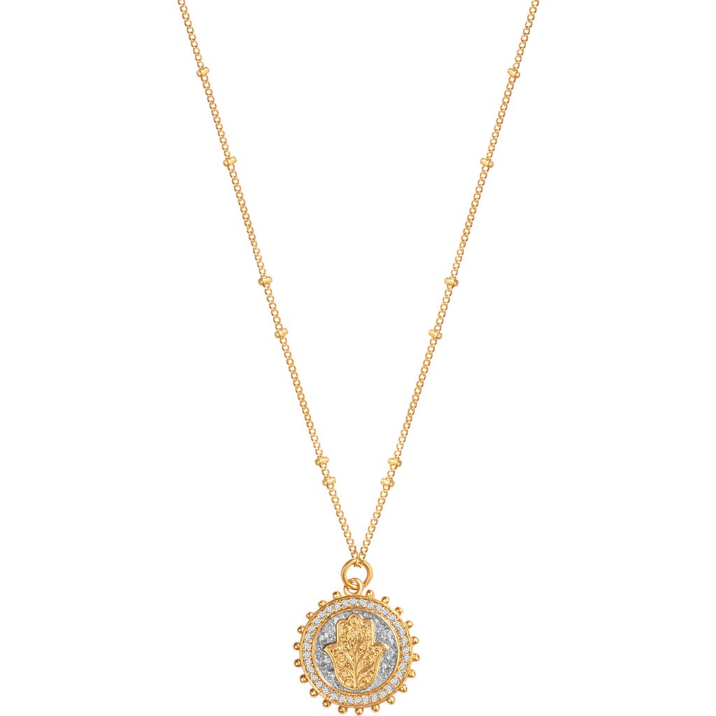 Karma and Luck Karma and Luck Women's Gold Plated Hamsa Medallion Necklace - Precious Protection 