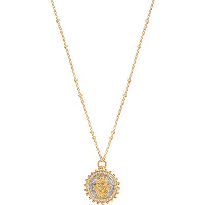 Karma and Luck Karma and Luck Women's Gold Plated Hamsa Medallion Necklace - Precious Protection 