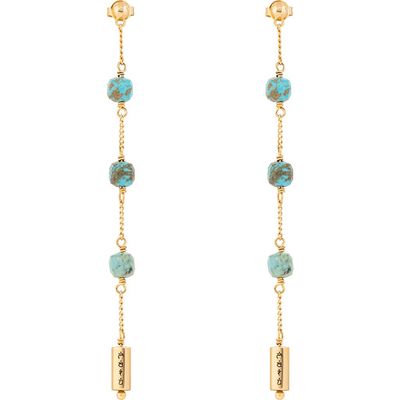 Karma and Luck Karma and Luck Women's Turquoise Mantra Gold Plated Drop Earrings - Serene