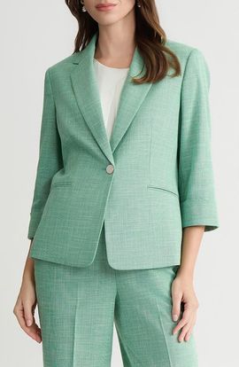 KASPER KASPER Cuff Sleeve One-Button Blazer