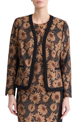 KASPER KASPER Floral Jacquard Collarless Jacket