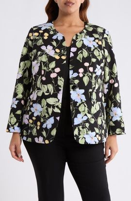 KASPER KASPER Floral Print One-Button Jacket