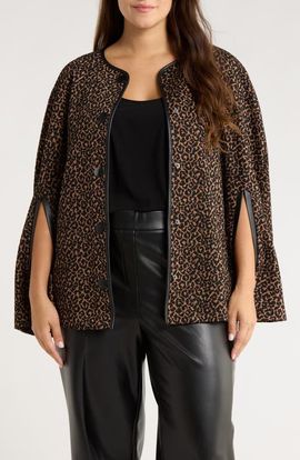 KASPER KASPER Leopard Jacquard Cape
