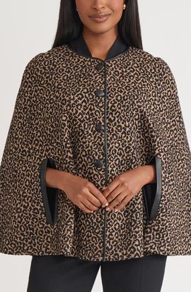 KASPER KASPER Leopard Print Cape