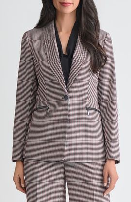 KASPER KASPER Plaid Zip Pocket Jacket