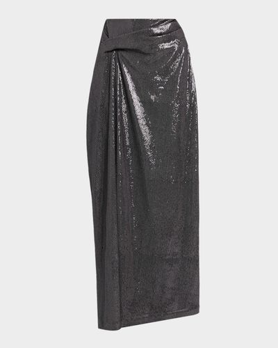 Kate Barton Draped Sequin Maxi Skirt