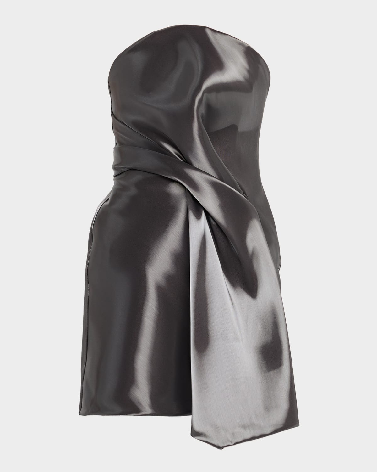 Kate Barton Kate Strapless Draped Liquid-Effect Mini Dress