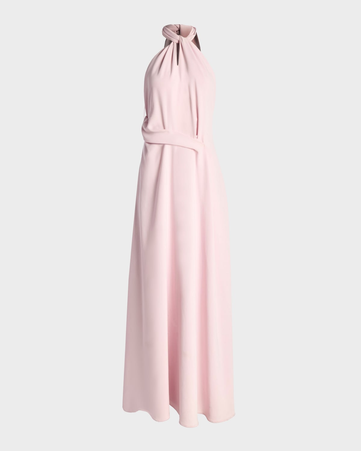 Kate Barton Kate Twist-Front Halter Crepe Gown