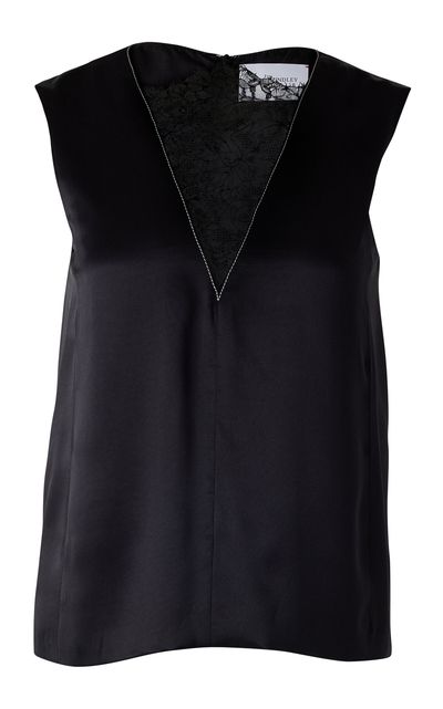 Kate Hundley Kate Hundley Exclusive LaceInset Silk Tank Top