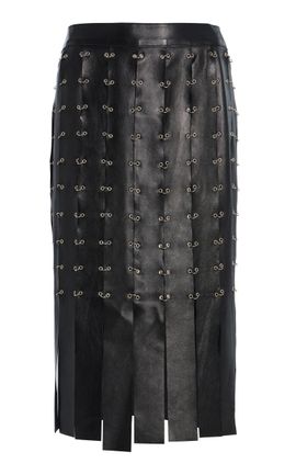 Kate Hundley Kate Hundley Fringed Leather Midi Skirt