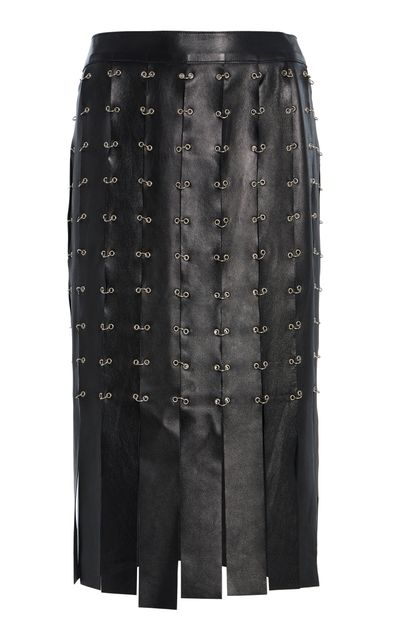 Kate Hundley Kate Hundley Fringed Leather Midi Skirt