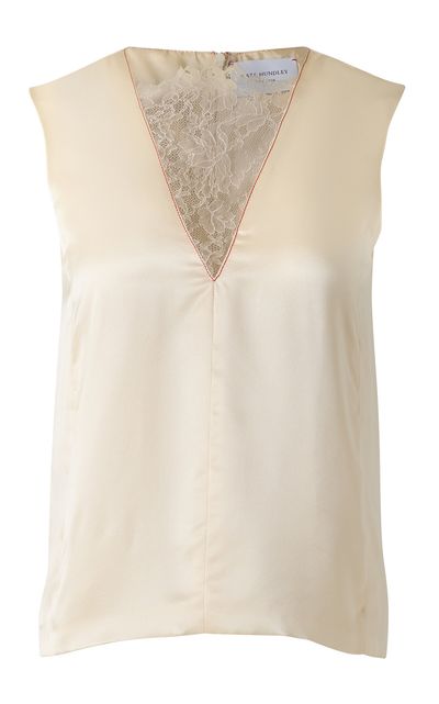 Kate Hundley Kate Hundley LaceInset Silk Tank Top