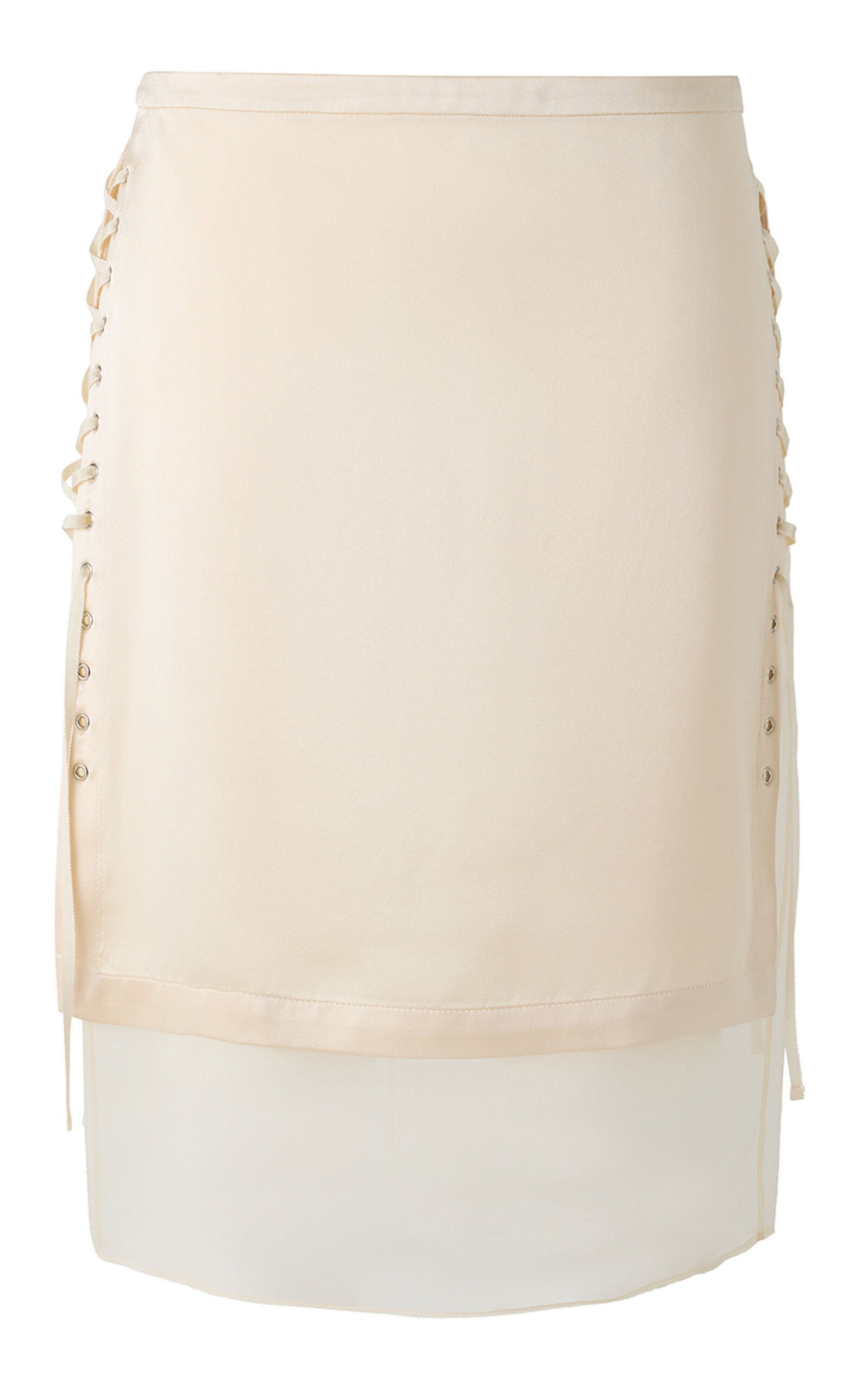Kate Hundley Kate Hundley Overlay LaceUp Silk Midi Skirt