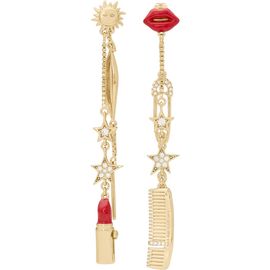 Kate Spade Kate Spade Caviar and Crimson Mismatched Linear Earrings