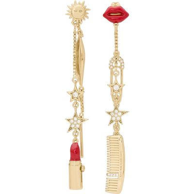 Kate Spade Kate Spade Caviar and Crimson Mismatched Linear Earrings