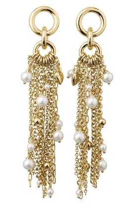 Kate Spade New York Kate Spade New York chain reaction faux pearl tassel drop earrings