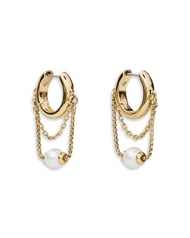 Kate Spade New York kate spade new york Chain Reaction Imitation Pearl & Chain Huggie Hoop Earrings