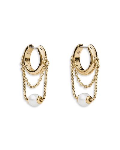Kate Spade New York kate spade new york Chain Reaction Imitation Pearl & Chain Huggie Hoop Earrings