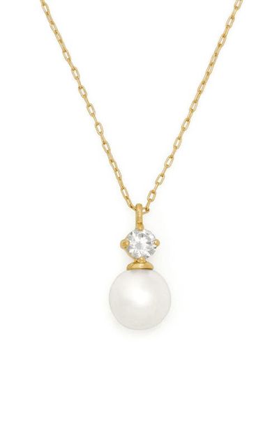 Kate Spade New York Kate Spade New York Imitation Pearl & Cubic Zirconia Mini Pendant Necklace