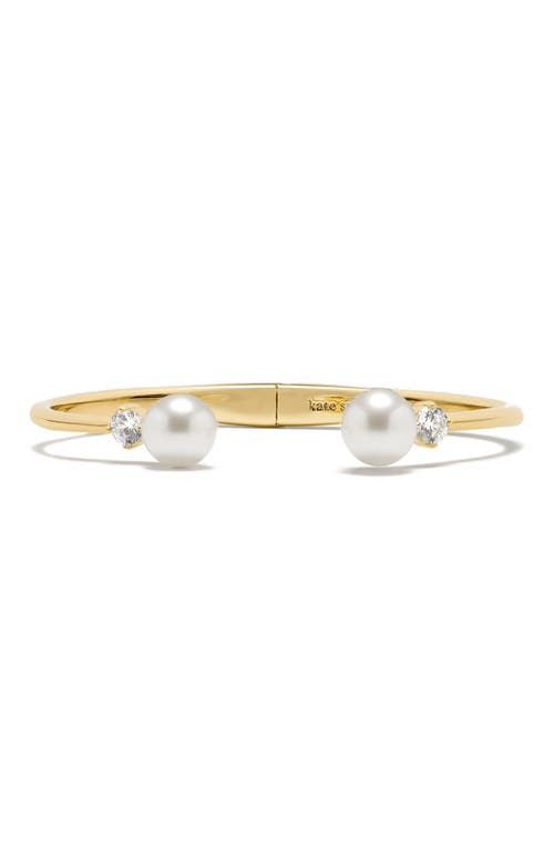 Kate Spade New York Kate Spade New York Imitation Pearl & Cubic Zirconia Open Hinged Cuff