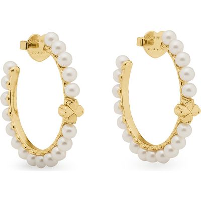 Kate Spade New York Kate Spade New York spade flower faux pearl hoop earrings