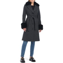 Kate Spade New York Kate Spade New York walker belted coat with removable faux fur collar and cuffs