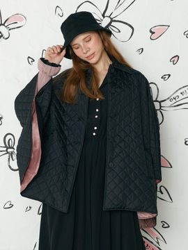 katiacho Diamond Quilted Manteau Chic Coat [Pink/Black]