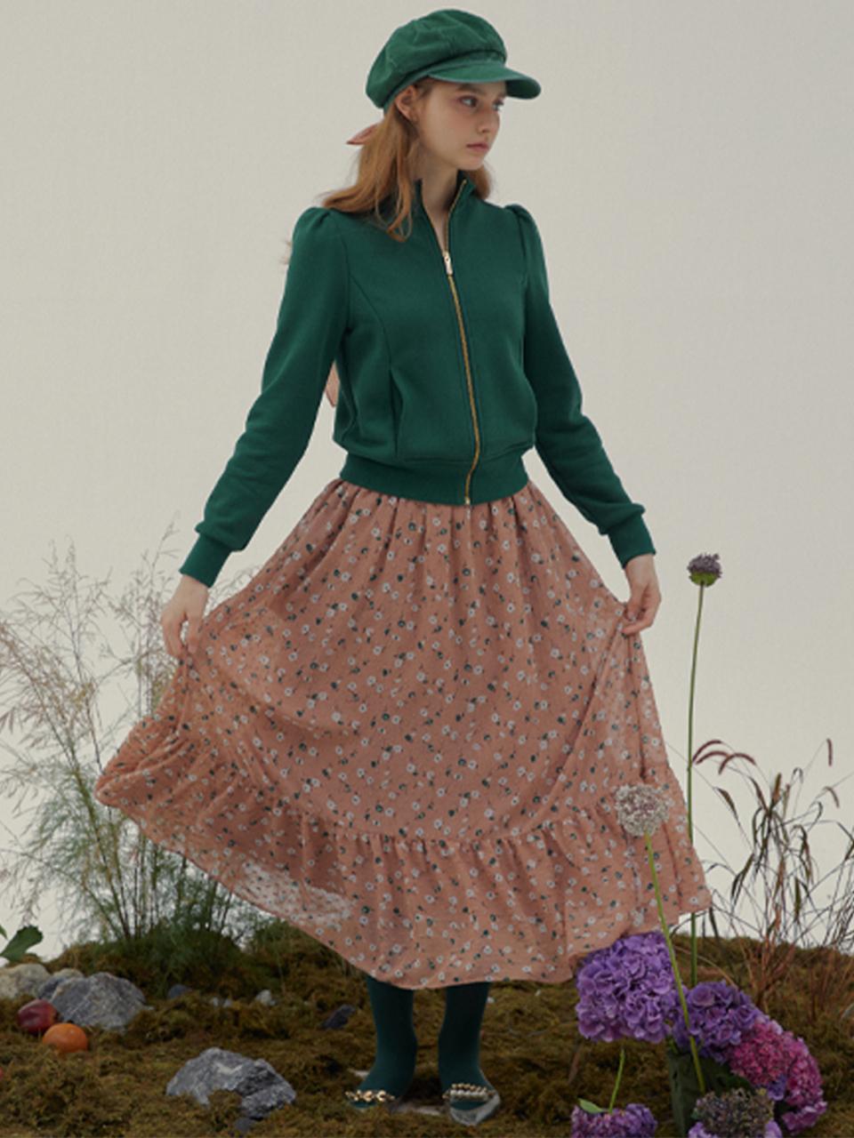 katiacho Flower Frill Long Skirt [Pink]