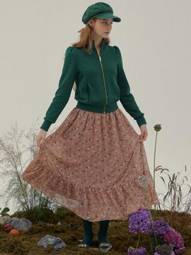 katiacho Flower Frill Long Skirt [Pink]