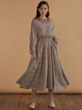 katiacho Flower Wide Full Skirt [Pink/Brown]