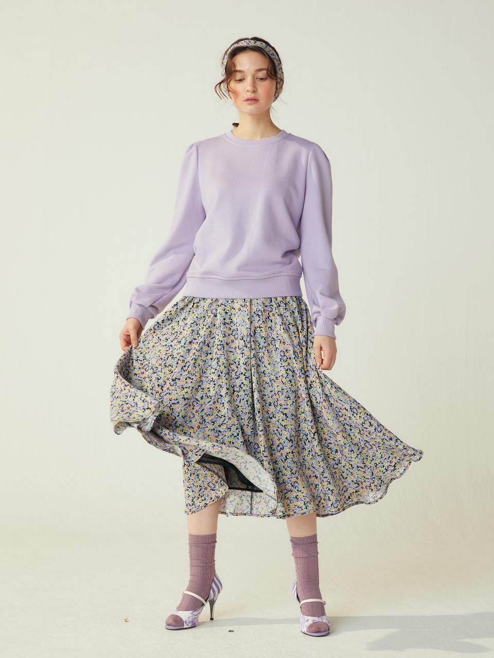 katiacho Frill Wide Full Violet Flower Skirt [Pink]