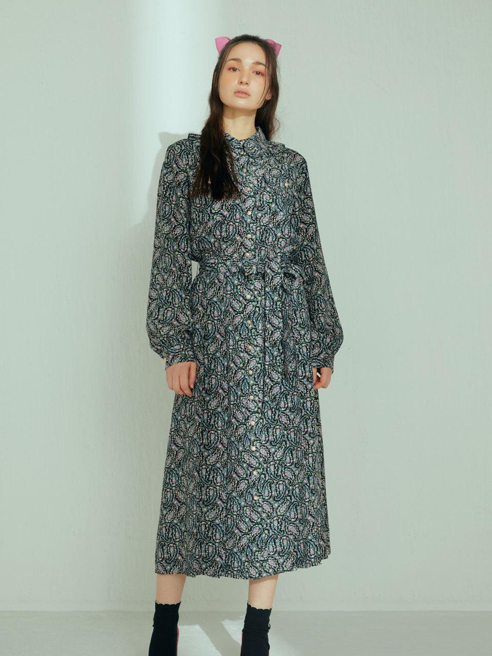 katiacho katiacho Black Label Pleats Flower Dress [Black]