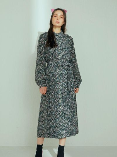 katiacho katiacho Black Label Pleats Flower Dress [Black]