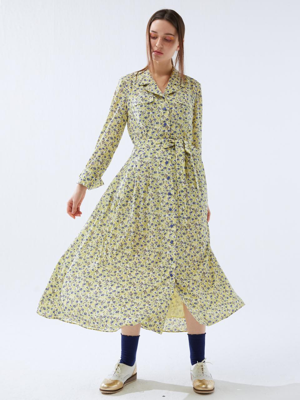 katiacho Katiacho Cool Tailored Flower Dress [Pink, Yellow]