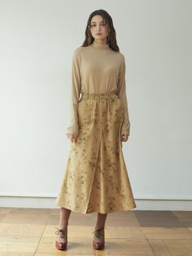 katiacho Katiacho Corduroy Cargo Flower Skirt [Pink/Beige]