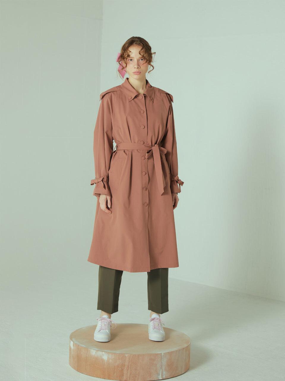 katiacho Katiacho Loose Fit Two-way Trench Coat [Pink, Brown]