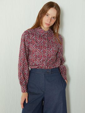 katiacho Katiacho Lovely Collar Cotton Blouse [Pink, Red]