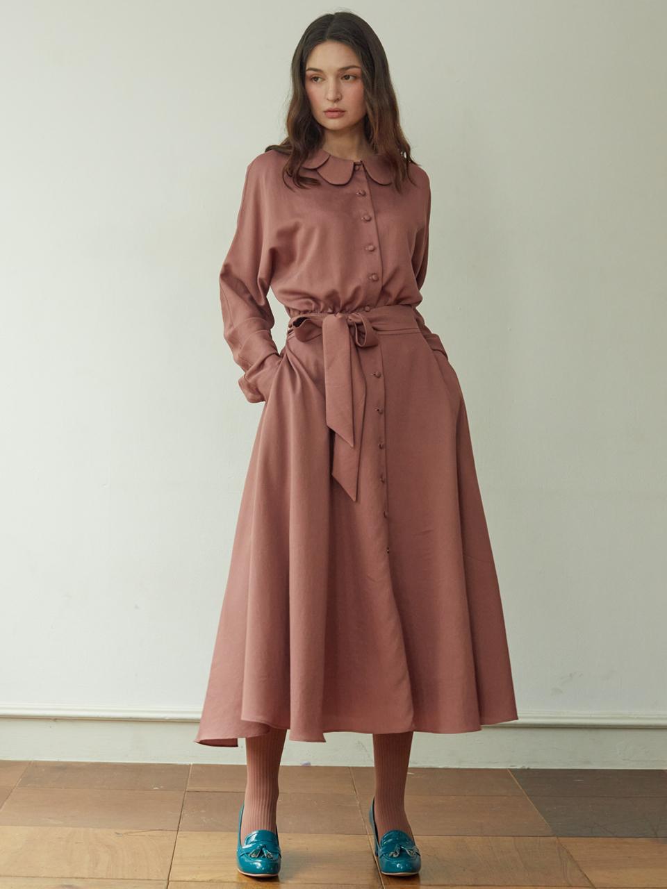 katiacho katiacho Petal Collar Flare Dress [Pink]