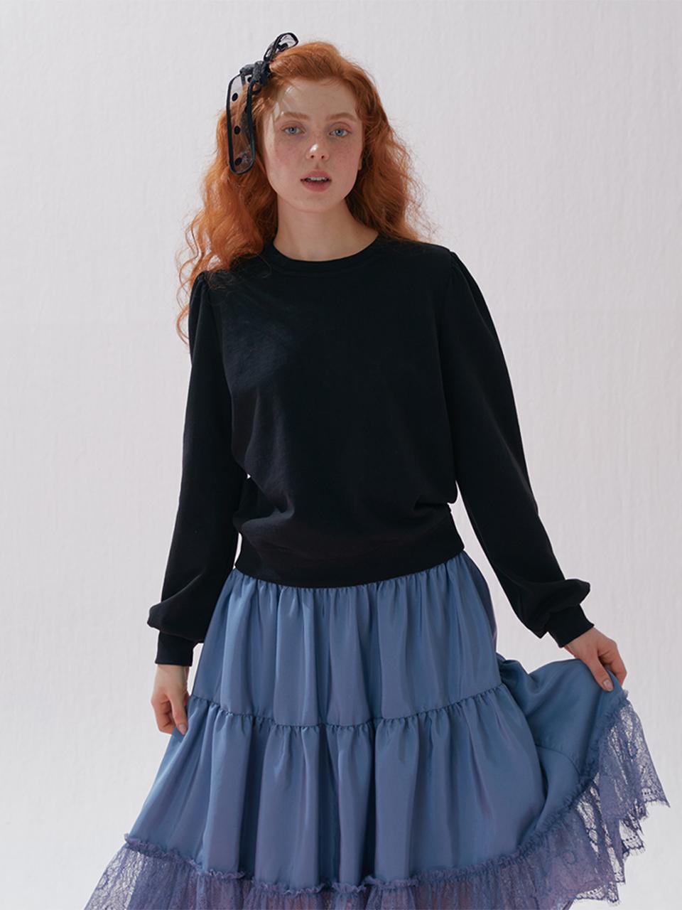 katiacho katiacho Puff Sleeve Soft Summer Sweatshirt [Pink/Black]