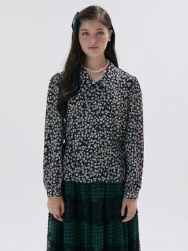 katiacho katiacho Two way Collar Vintage Blouse [Pink/Black]