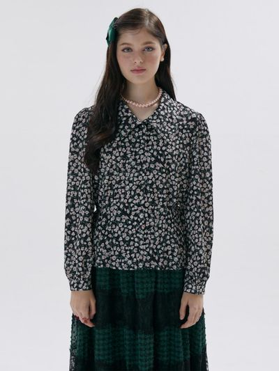 katiacho katiacho Two way Collar Vintage Blouse [Pink/Black]