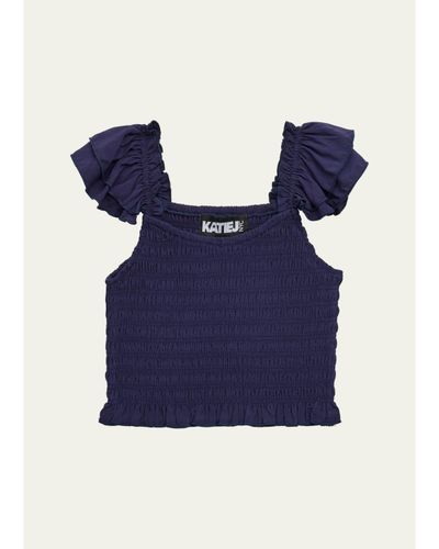 KatieJ NYC Girl's Joanna Smocked Ruffle Top