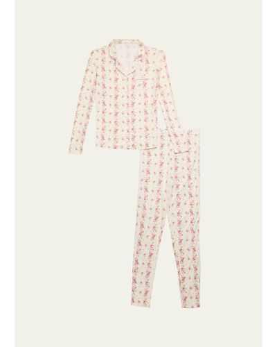 KatieJ NYC Girl's Two-Piece Floral-Print Pajamas
