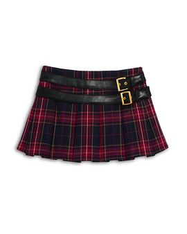 Katiejnyc KatieJnyc Girls' Buckle Detail Plaid Pleated Mini Skirt