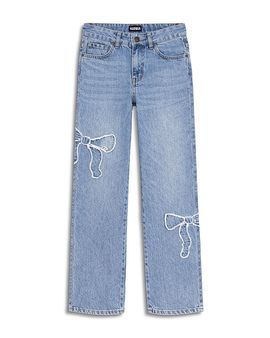 Katiejnyc KatieJnyc Girls' Distressed Bow Applique Jeans